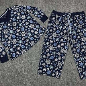 Women's Nautica Pajama Set 2XL Blue Snowflake Fleece Size 2XL Warm‎ Loungwear